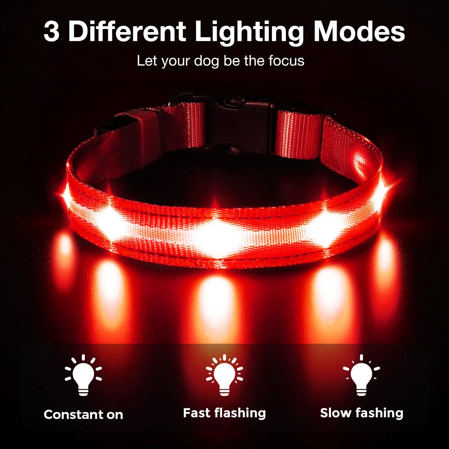 Ultra-Bright LED Dog Collar, Rechargeable & Waterproof, High Visibility Glow for Night Walks, Adjustable Safety Collar for All Dogs